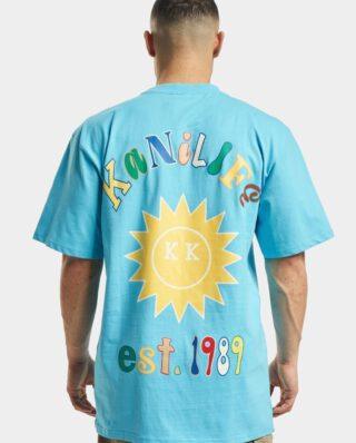 KARL KANI SMALL SIGNATURE KANILIFE TEE KU232-018-1 CYAN - KARL KANI