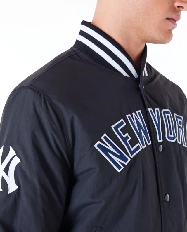 60564762_6 New York Yankees MLB Wordmark Black Bomber Jacket 60564762 - NEW ERA