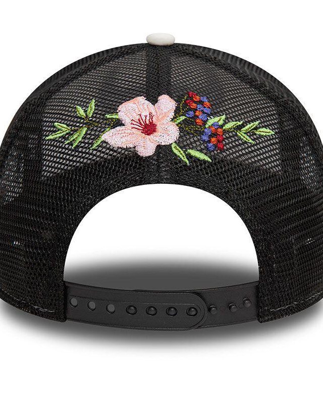 605952814_4nvmep0h1lefkxx5 New Era Chicago Bulls NBA Flower Black 9FORTY A-Frame Trucker Adjustable Cap 60595281 - NEW ERA