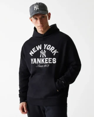 New Era MLB Heritage New York Yankees Black Oversized Pullover Hoodie 60684323