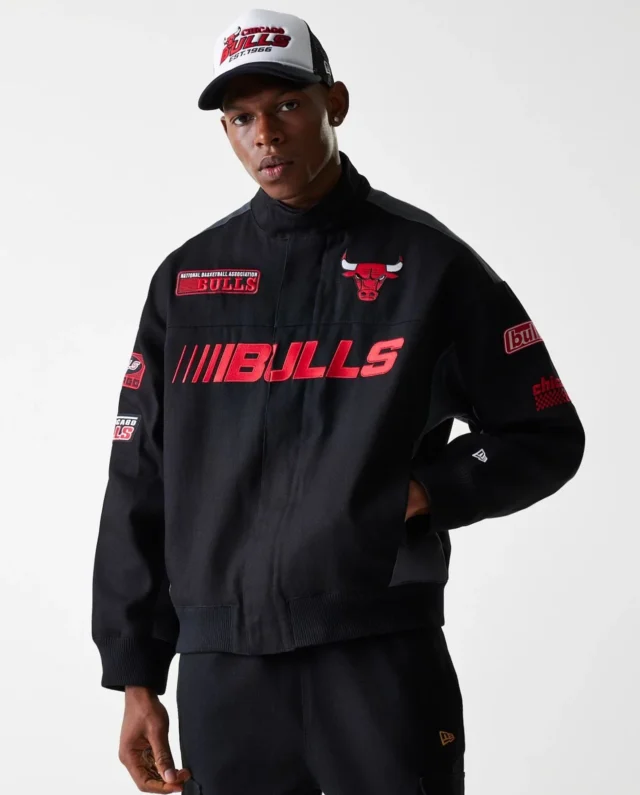 New Era Chicago Bulls NBA Black Motorsports Jacket 60684334