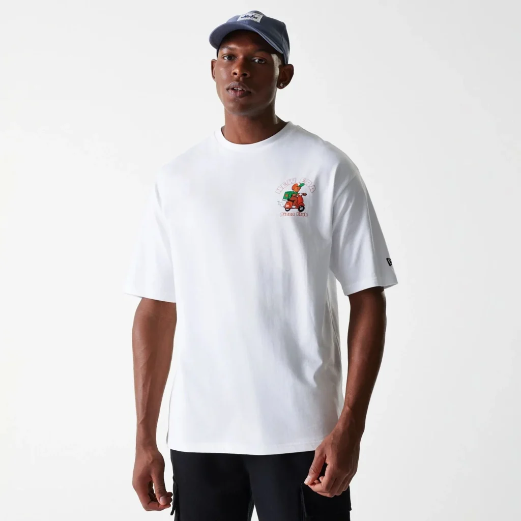 New Era Pizza Club Graphic White Oversized T-Shirt 60684397