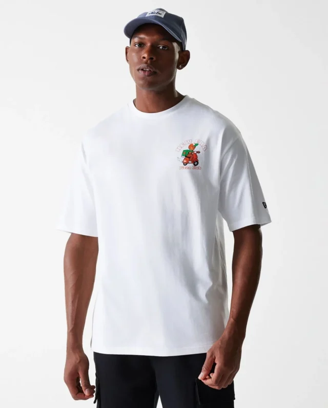 New Era Pizza Club Graphic White Oversized T-Shirt 60684397