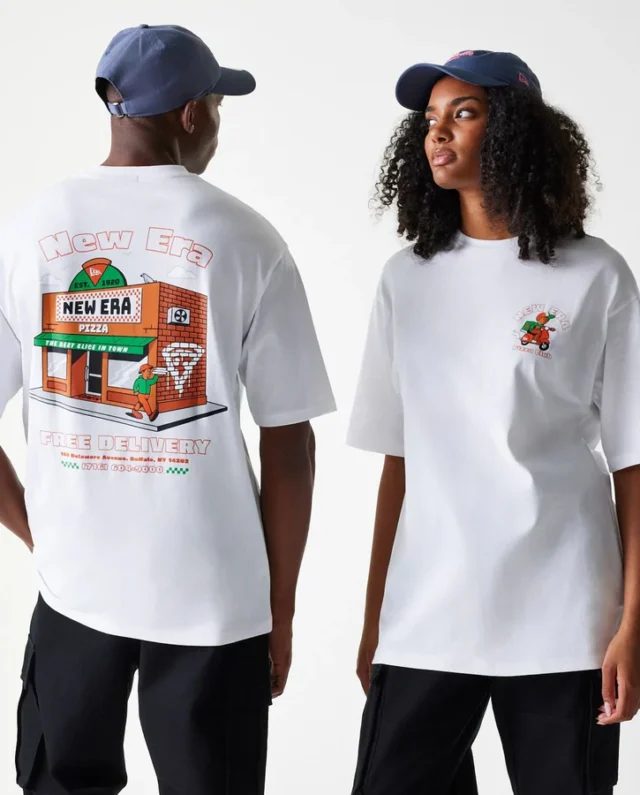 New Era Pizza Club Graphic White Oversized T-Shirt 60684397 - NEW ERA