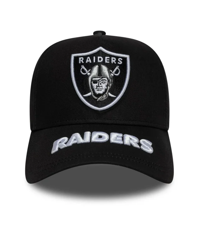 NEW ERA LAS VEGAS RAIDERS MLB VISOR HIT BLACK 9FORTY E-FRAME ADJUSTABLE CAP 60691073 - NEW ERA