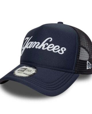 60691182-1 NEW ERA New York Yankees MLB Script 9FORTY A-Frame Trucker Adjustable Cap Navy 60691182 - NEW ERA