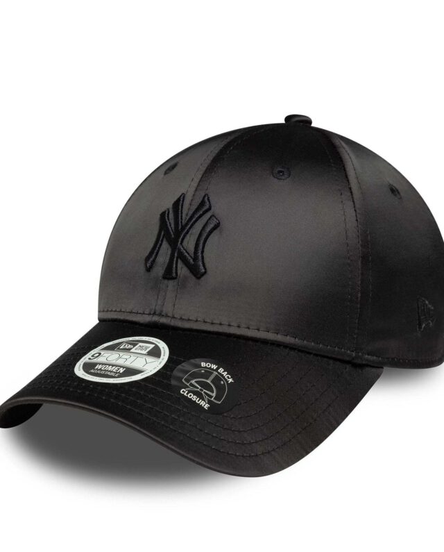New Era New York Yankees Womens MLB Satin Bow Back Black 9FORTY Adjustable Cap 60758948 - NEW ERA