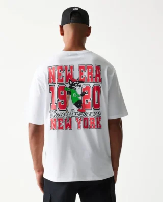 New Era Baseball Cat Character Graphic White Oversized T-Shirt 60771550 - NEW ERA