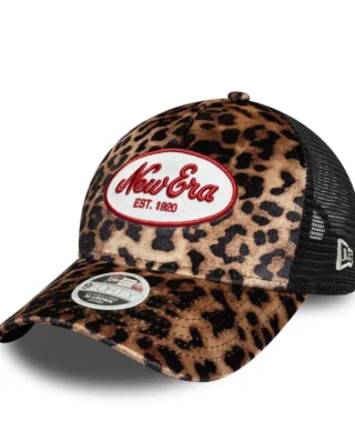 New Era Womens New Era Leopard Light Beige 9FORTY M-Crown A-Frame Trucker Cap 60771767
