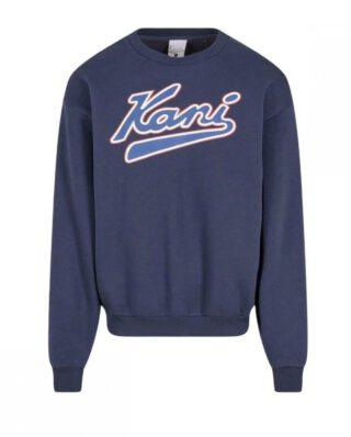 KARL KANI VARSITY PRINT OS CREWNECK BLUE KM253-005-1 - KARL KANI