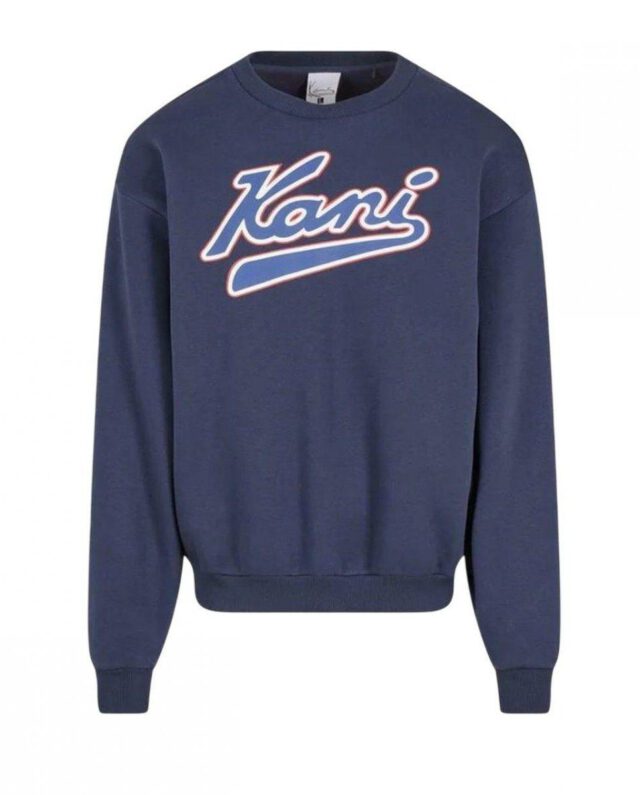 KARL KANI VARSITY PRINT OS CREWNECK BLUE KM253-005-1 - KARL KANI