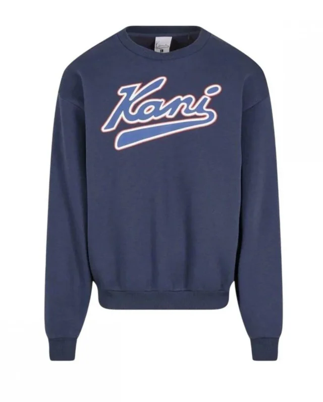 KARL KANI VARSITY PRINT OS CREWNECK BLUE KM253-005-1 - KARL KANI