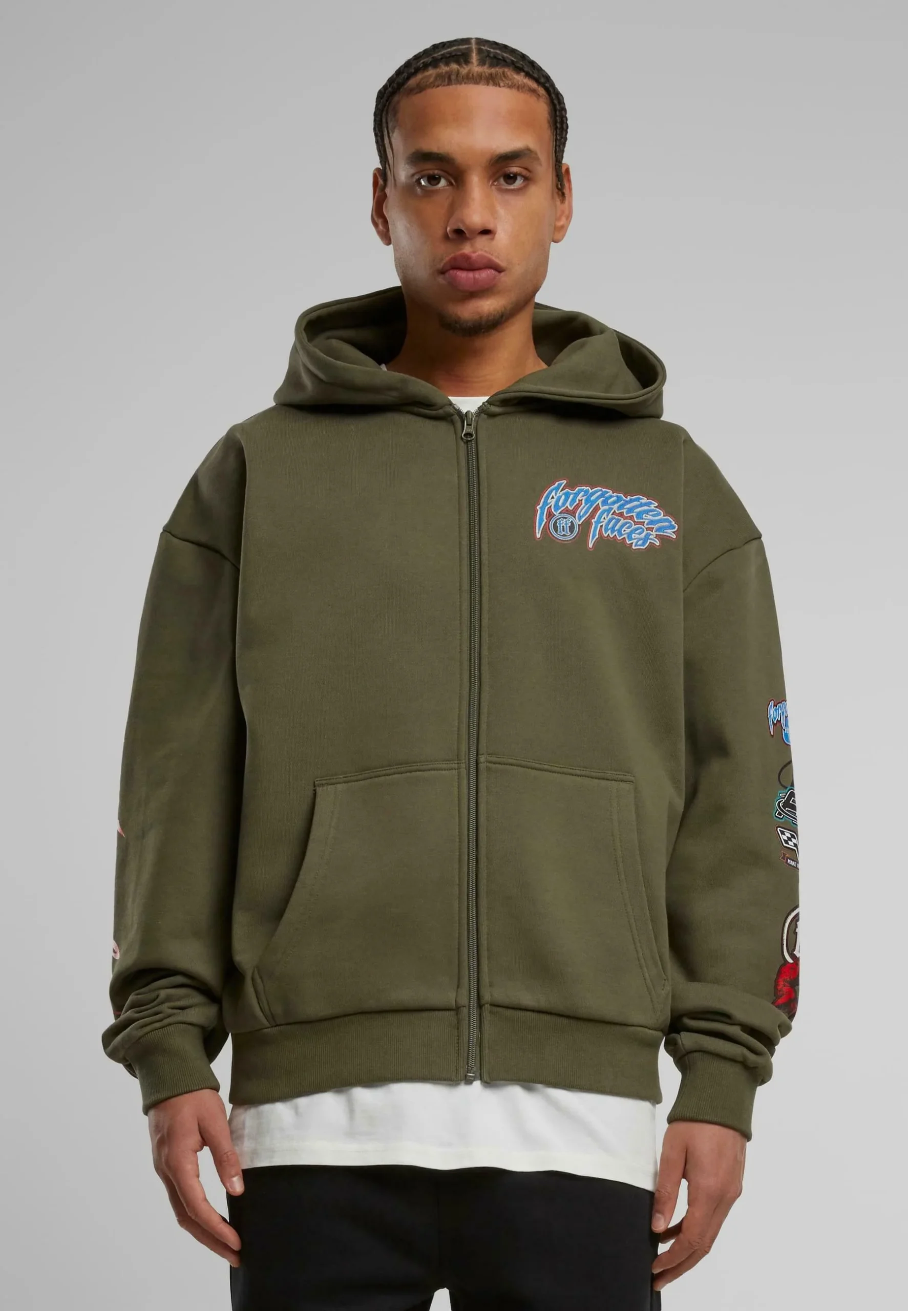 FORGOTTEN FACES COURAGE DEFINES OVERSIZE ZIP HOODIE OLIVE FOF0161-00176 - Image 5