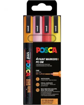Posca PC-3ML Fine Markers 4 pcs. Set 0.9-1.3mm Glitter Warm Sparkling Color