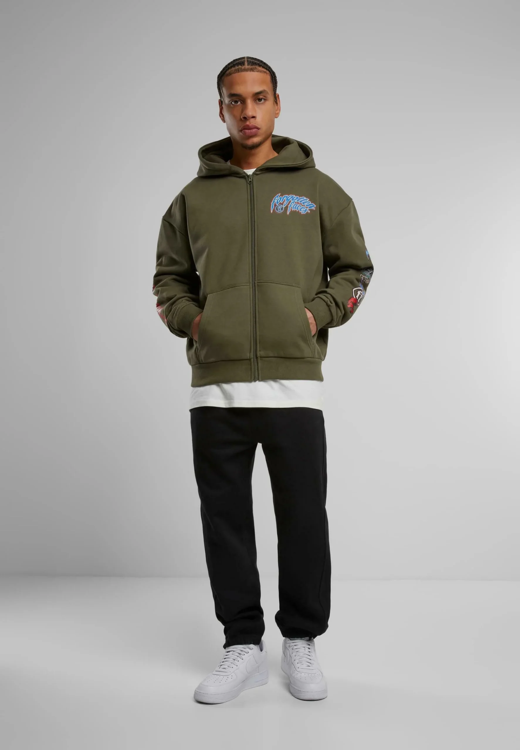 FORGOTTEN FACES COURAGE DEFINES OVERSIZE ZIP HOODIE OLIVE FOF0161-00176 - Image 6