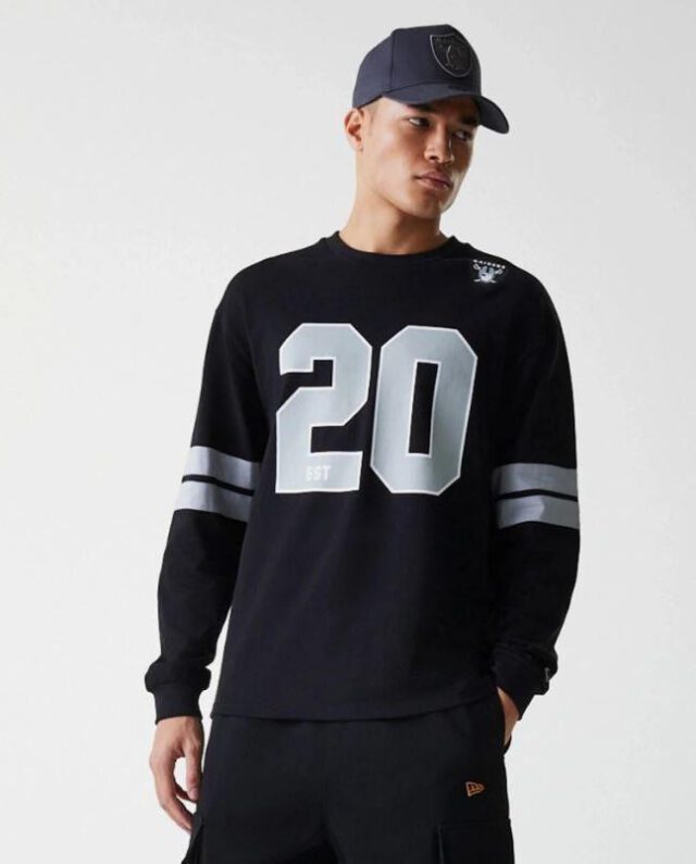 New Era Las Vegas Raiders NFL Stripe Black Long Sleeve Jersey 60667927 - NEW ERA