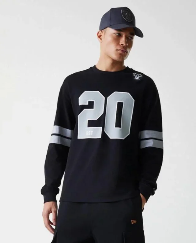 New Era Las Vegas Raiders NFL Stripe Black Long Sleeve Jersey 60667927 - NEW ERA
