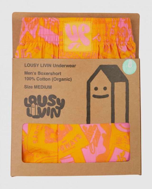 LOUSY LIVIN UP STICKER CLASH BOXER SHORTS YELLOW LUUWUPSC - Lousy Livin