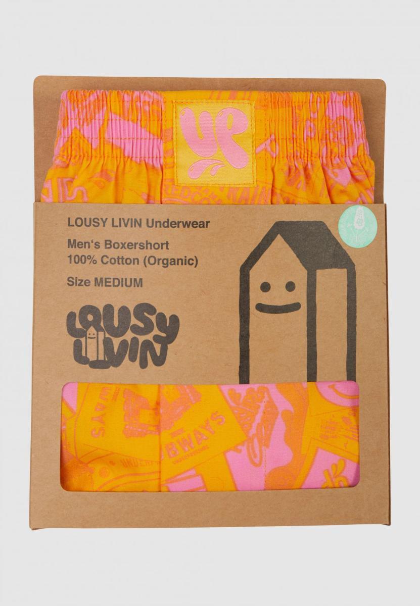 LOUSY LIVIN UP STICKER CLASH BOXER SHORTS YELLOW LUUWUPSC - Image 2