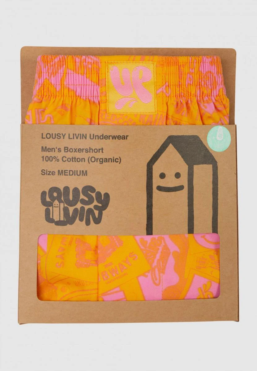 LOUSY LIVIN UP STICKER CLASH BOXER SHORTS YELLOW LUUWUPSC - Image 2