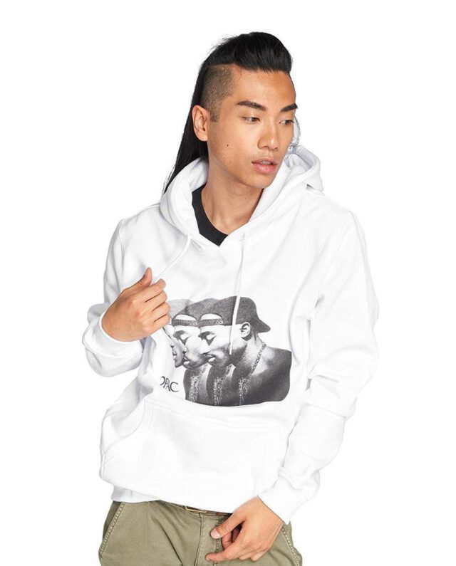 MISTER TEE 2PAC FACES HOODIE MT769 WHITE - 2pac