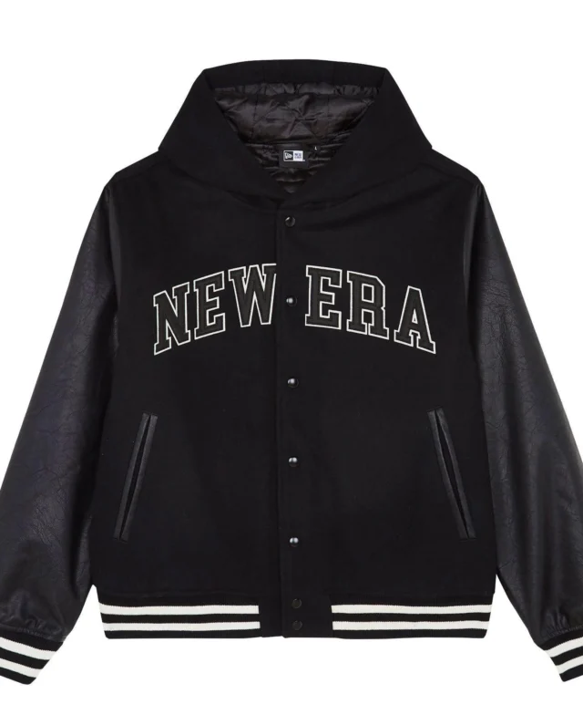 New Era New Era Black Hooded Varsity Jacket 60684379 - NEW ERA