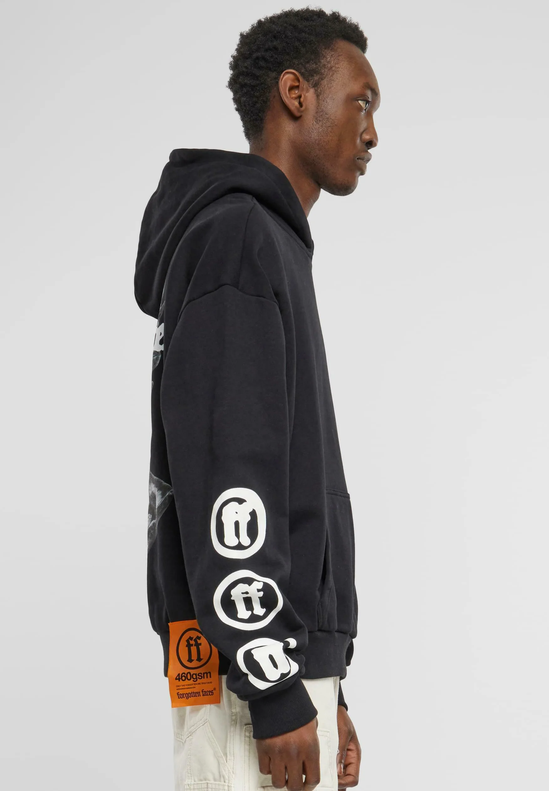 Forgotten Faces Fading Logo Statue Heavy Oversize Hoody Black FOF0133-00007 - Image 3