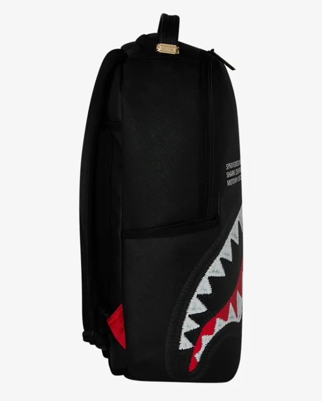 SPRAYGROUND SHARK CENTRAL BLACK EMBROIDERED SHARK BACKPACK B9629 46 x 15 x 29 cm - SPRAYGROUND