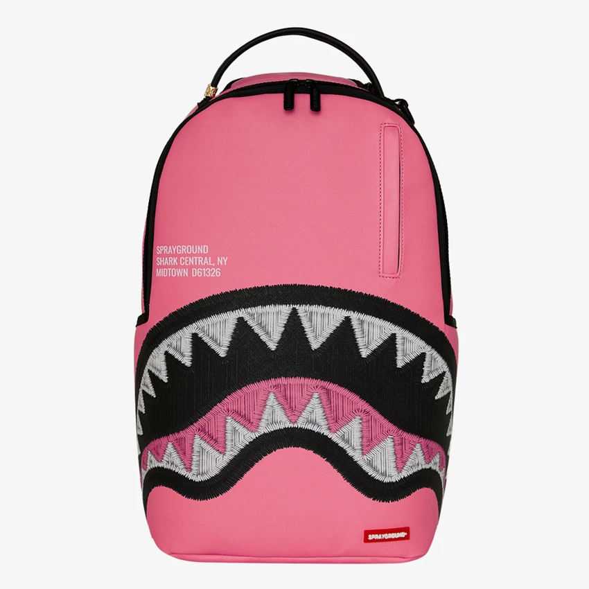 910B9630NSZ (1)_L SPRAYGROUND SHARK CENTRAL PINK EMBROIDERED SHARK BACKPACK B9630 46 x 15 x 29 cm - Image 1