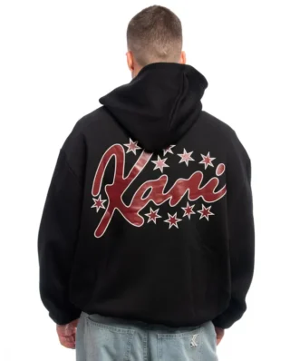 KARL KANI SIGNATURE STAR PRINT OS HOODIE BLACK KM253-015-1 - KARL KANI