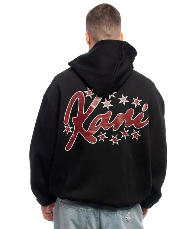 KARL KANI SIGNATURE STAR PRINT OS HOODIE BLACK KM253-015-1 - KARL KANI