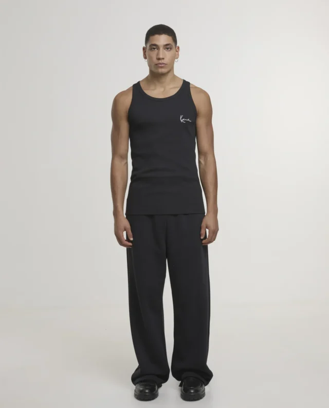 KARL KANI SIGNATURE RIB TANK TOP BLACK KM261-001-2 - KARL KANI