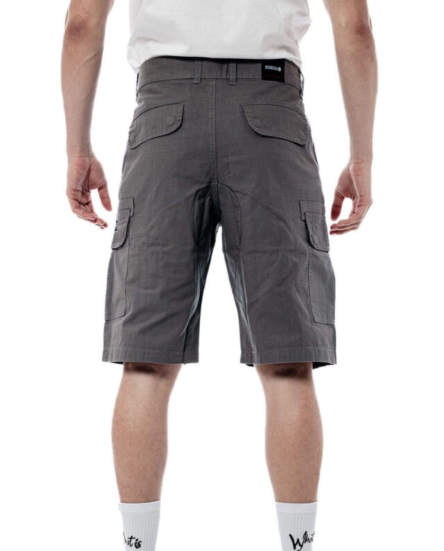 AB-242405_back Bee Unusual Ripstop Cargo Shorts Grey - BEEUNUSUAL