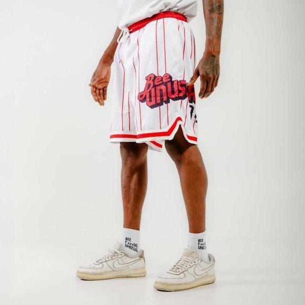 Bee Unusual Basketball Retro Shorts White-Red AB-259004