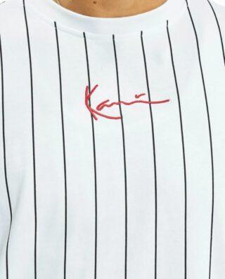 Karl Kani Small Signature Pinstripe Tee White KKMQ32041WHT - KARL KANI