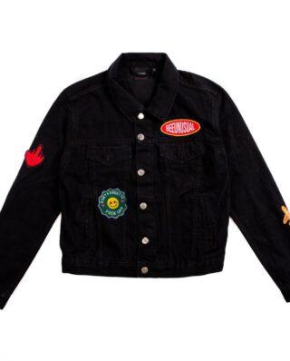 Bee Unusual Feel Good Patchwork Denim Jacket Black