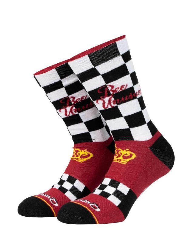 BEE UNUSUAL “QUEEN BEE” CHESS SOCKS B&W