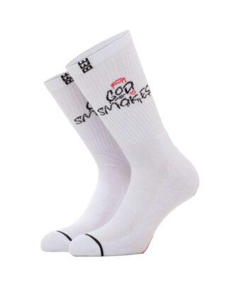 Bee Unusual "God Smokes" socks White