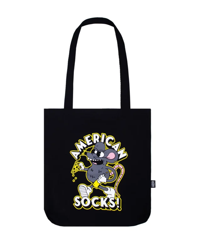 AMERICAN SOCKS STREET RAT TOTE BAG ASG168 BLACK 38 x 42 cm