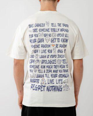 Bee Unusual ” Regret Nothing ” Relaxed T-shirt Off White - BEEUNUSUAL