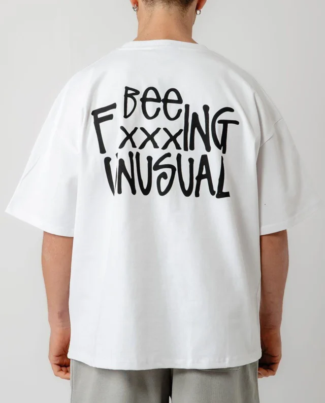 Bee Unusual ” Bee FxxxING Unusual ” Baggy T-shirt White - BEEUNUSUAL