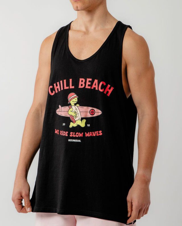 AT-251360_S Bee Unusual ” Slow waves ” Tank Top Black - BEEUNUSUAL