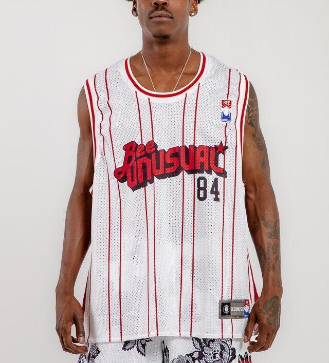 Bee Unusual Basketball retro jersey tank white/red AT-259013 - BEEUNUSUAL