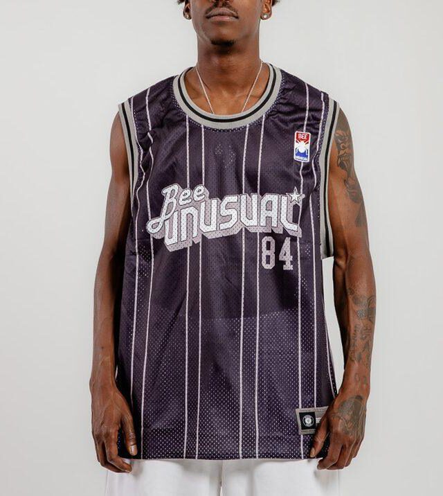 Bee Unusual Retro Basketball Jersey Tank Black/Grey AT-259014