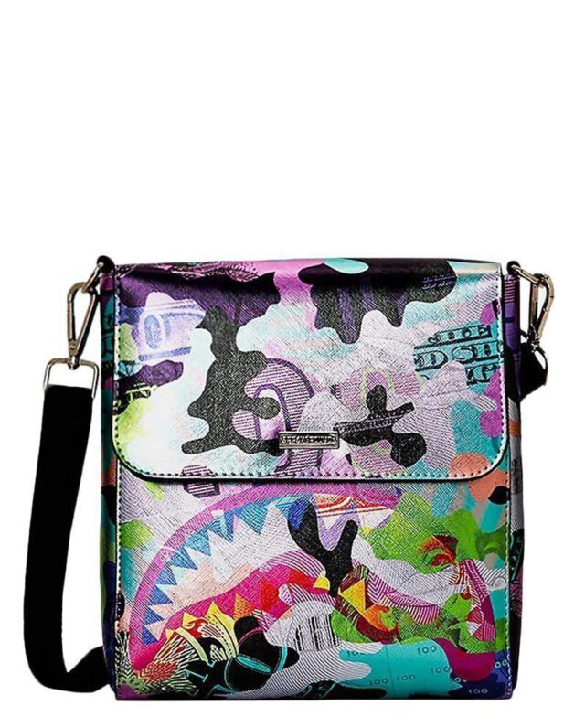 SPRAYGROUND NEON CAMO MONEY MESSENGER SLING B5839 9″ x 6″ x 1.25″ - SPRAYGROUND