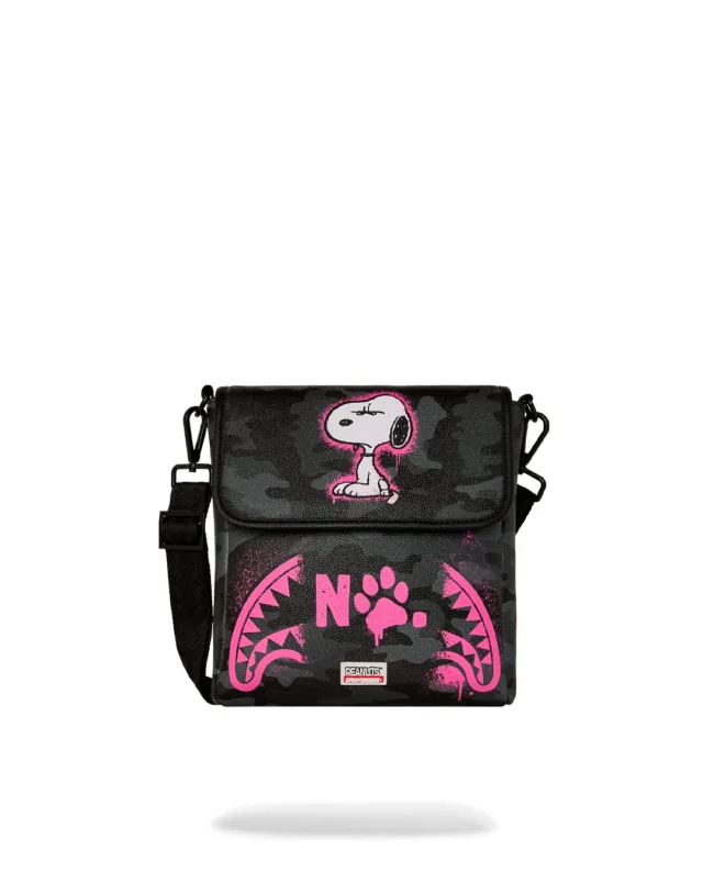 SPRAYGROUND PEANUTS SNOOPY PINK STENCIL MESSENGER SLING BAG B9000 15cm x 23cm x 3cm - SPRAYGROUND