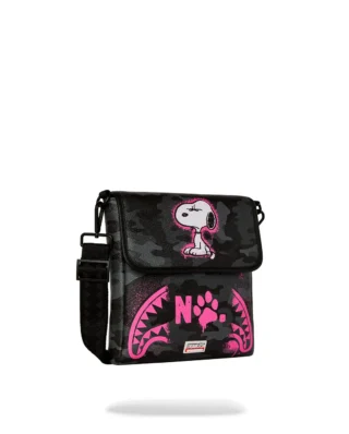 SPRAYGROUND PEANUTS SNOOPY PINK STENCIL MESSENGER SLING BAG B9000 15cm x 23cm x 3cm - SPRAYGROUND