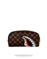 SPRAYGROUND SHARKS IN PARIS WTF BUBBLE BROWN CHECK POUCH B9303 4″ x 2.75″ x 8″ - Image 3