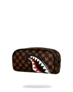 SPRAYGROUND SHARKS IN PARIS WTF BUBBLE BROWN CHECK POUCH B9303 4″ x 2.75″ x 8″ - Image 2