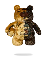 SPRAYGROUND SHARKS IN PARIS GOLD DRIP MONEYBEAR BACKPACK B9342 25'' x 7'' x 12''  